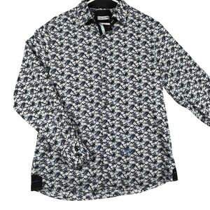 John Lennon Mens Floral Print Long Sleeve Button Down Shirt XL‎ Peace Symbol